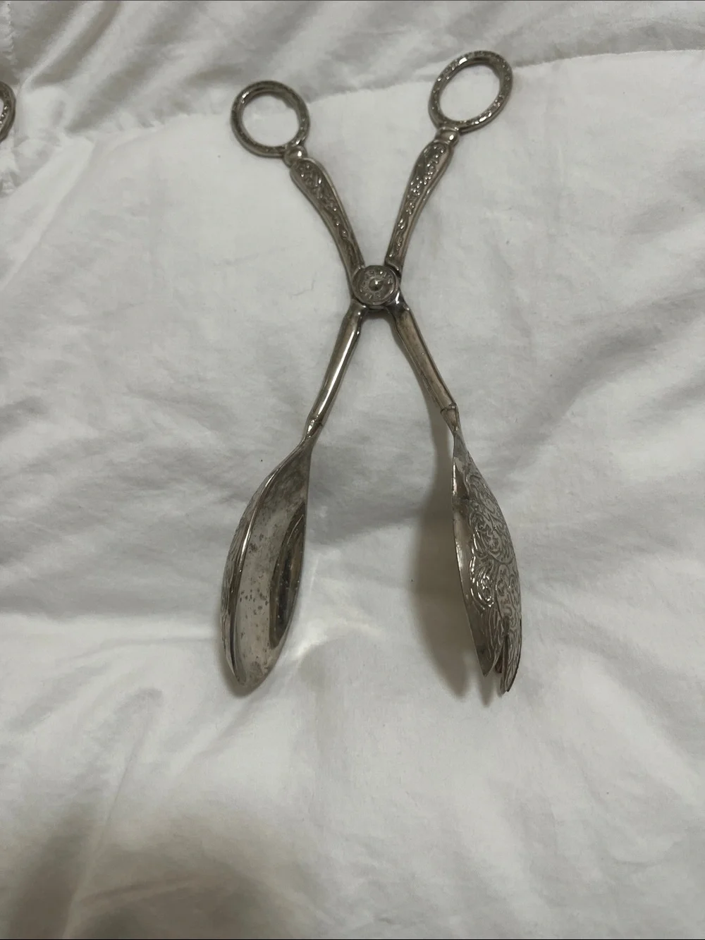 Silver Ornate Serving Tongs and Spoon Set - Elegant Home Dining